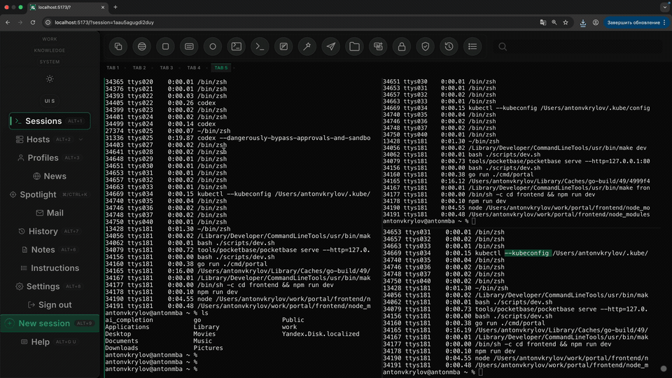 Portal showing a later-stage scaled workspace with many active surfaces.